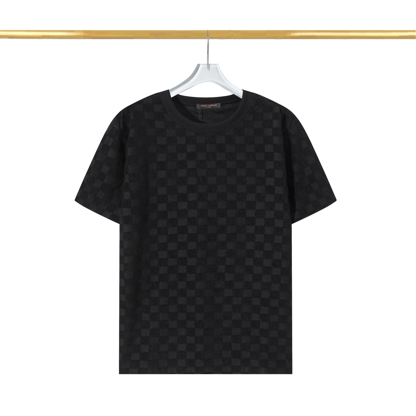 T-shirt en coton molletonné à motif damier en relief