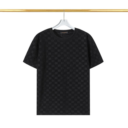 T-shirt en coton molletonné à motif damier en relief