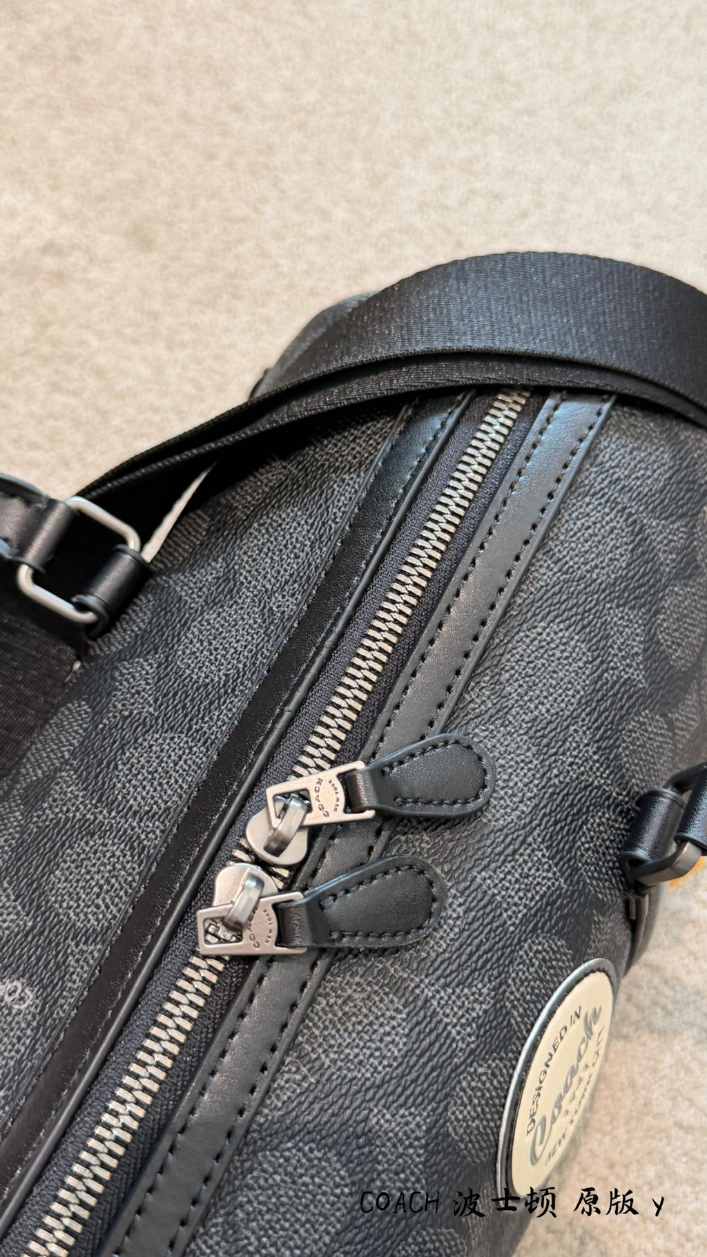 Men’s Small Travel Bag – Sleek Black & Grey Monogram Style