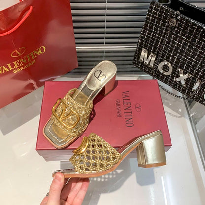 Hollow High Heel Slippers