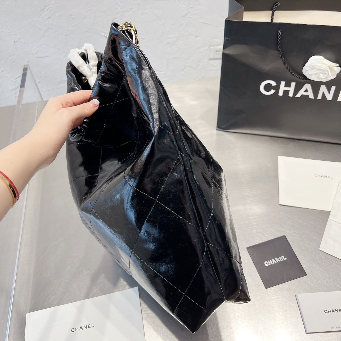 Sac shopping en cuir huilé 22s