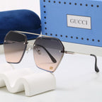 Luxury Rimless Hexagonal Double Bridge Sunglasses