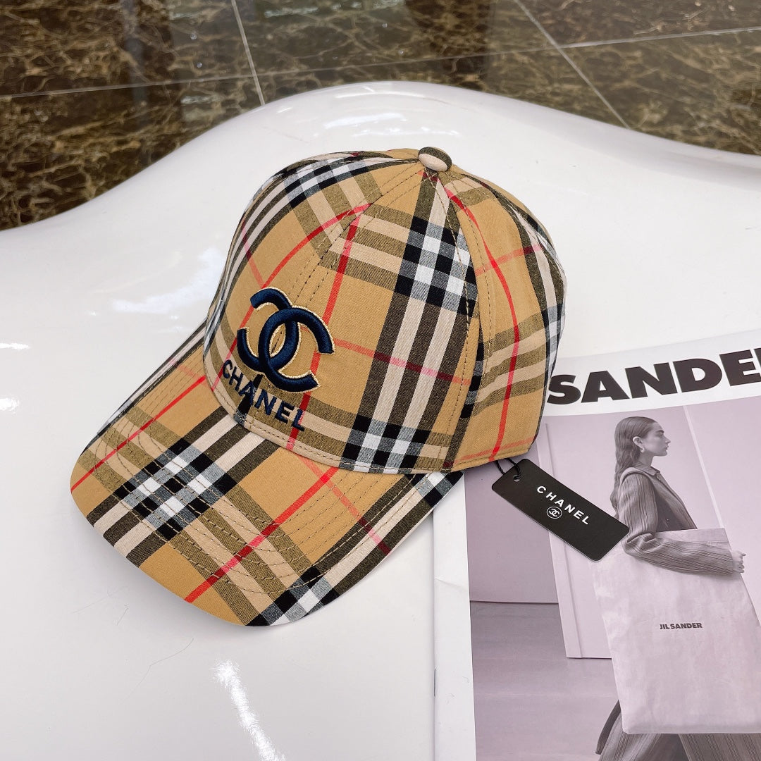 Gorra de béisbol bordada a cuadros clásicos