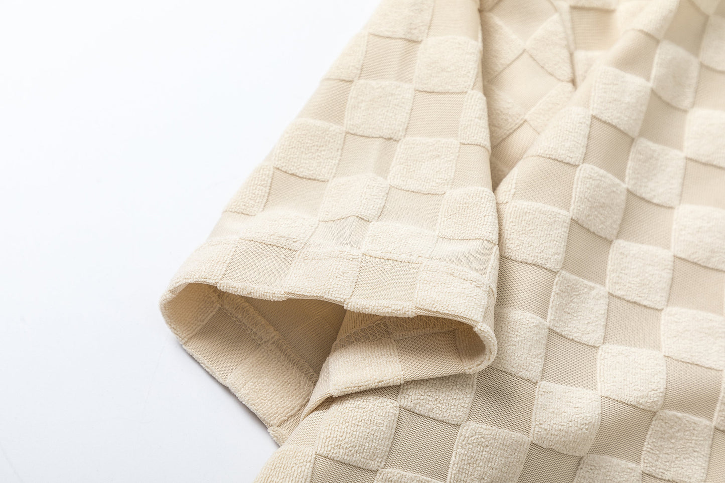 T-shirt en coton molletonné à motif damier en relief