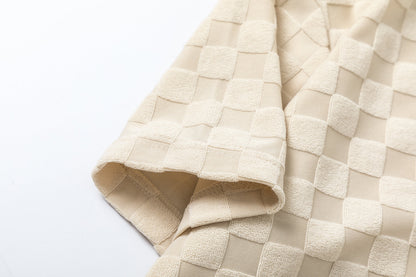 T-shirt en coton molletonné à motif damier en relief