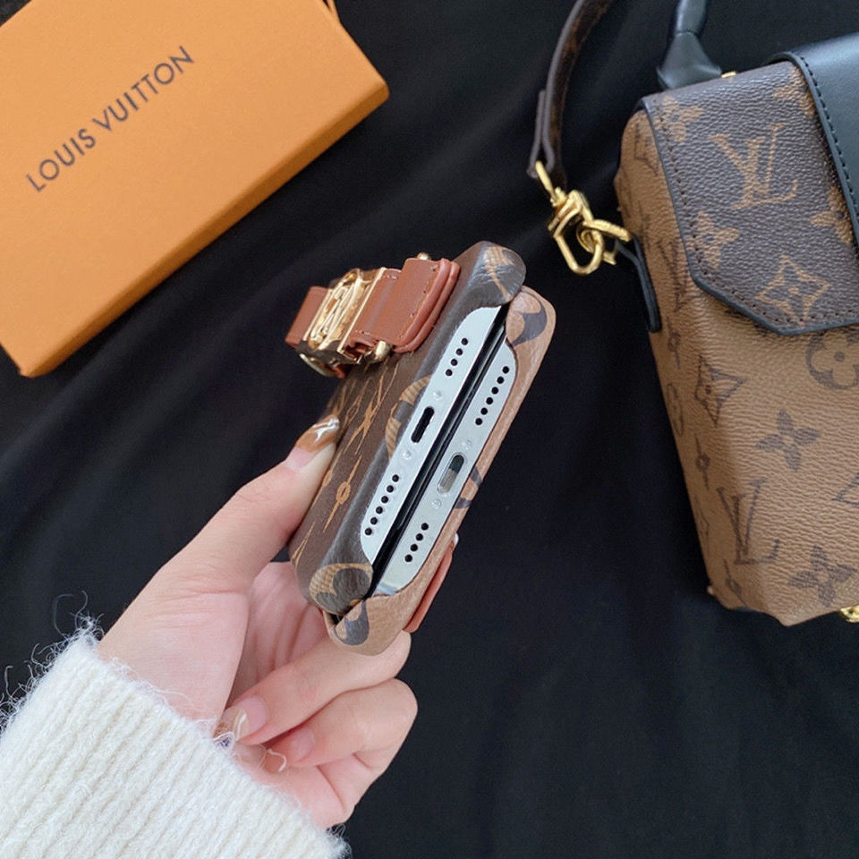 Étui-bracelet en cuir imprimé monogramme