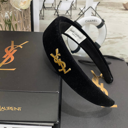 Serre-tête en velours avec logo doré