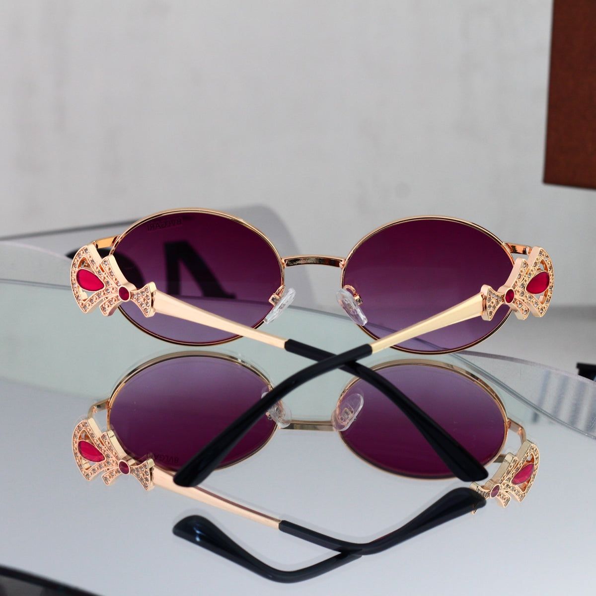 Luxury Vintage Oval Metal Frame Sunglasses - 08177