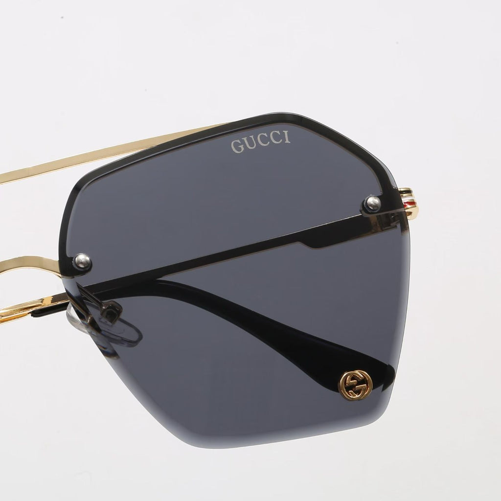 Luxury Rimless Hexagonal Double Bridge Sunglasses