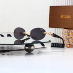 Luxury Rimless Wave Cut Oval Sunglasses - 51032