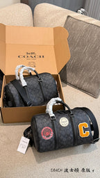 Men’s Small Travel Bag – Sleek Black & Grey Monogram Style