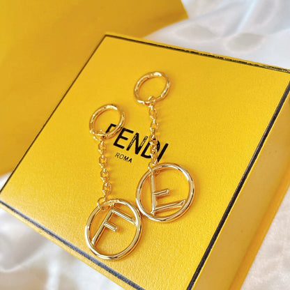 F Letter Tassel Gold Earrings