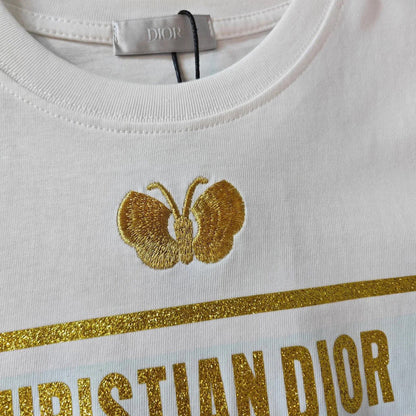 T-shirt papillon brodé logo doré