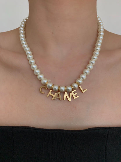 Collier Pendentif Lettre Perle