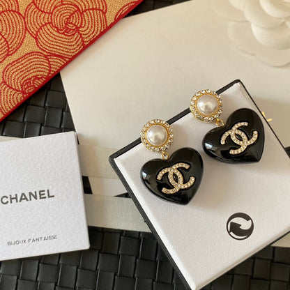 Aretes y collar Corazón Negro