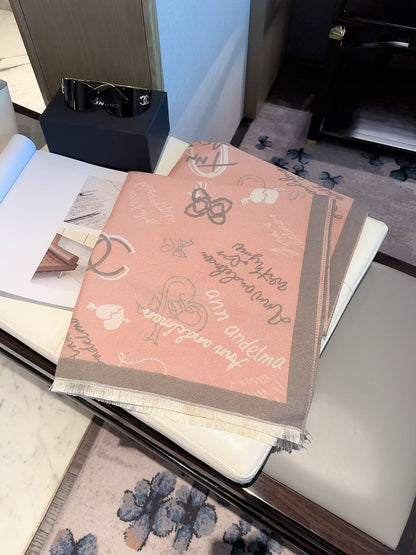 2026 New Handwritten Heart Cashmere Scarf – Playful Graffiti Design, Soft & Cozy Winter Wrap