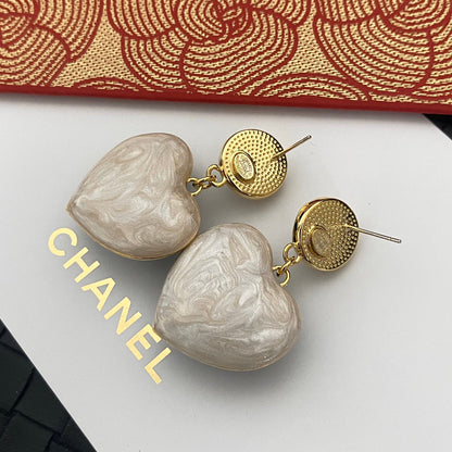 Boucles d'oreilles pendantes Cœur Perle Plaqué