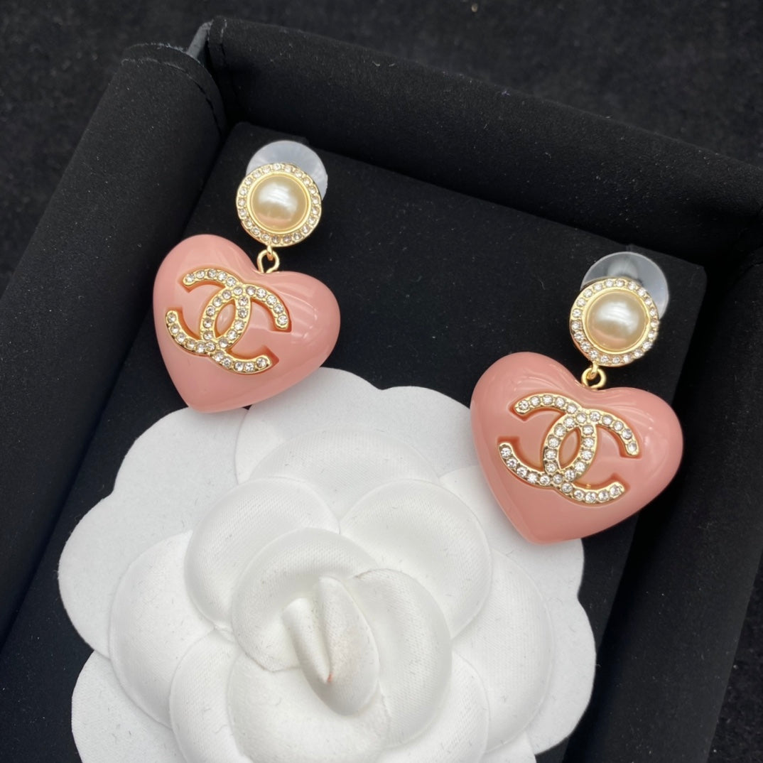 Élégantes Boucles d'Oreilles Cœur Roses