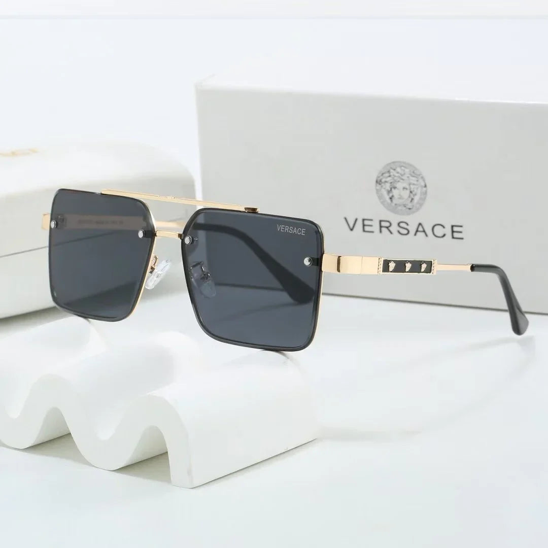 Lunettes de soleil carrées en métal bicolore dégradé