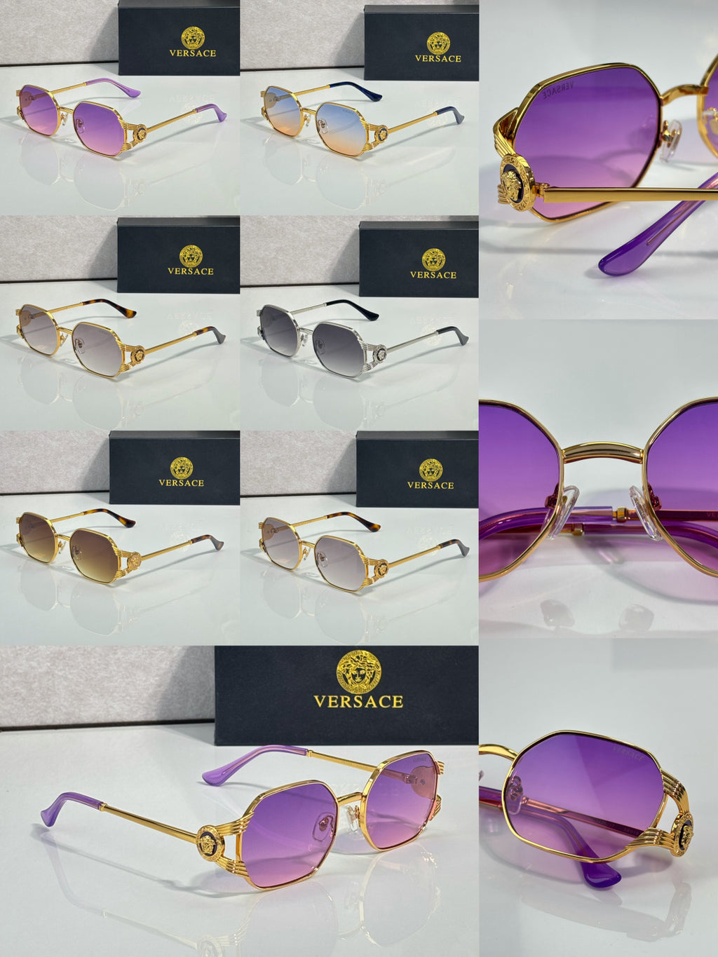 Retro Octagonal Metal Frame Sunglasses - VE7223