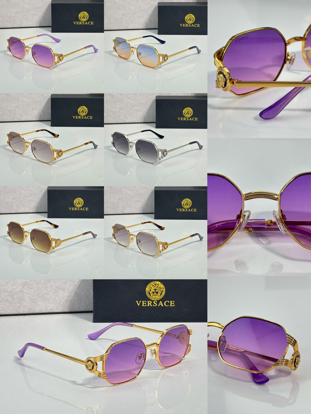 Retro Octagonal Metal Frame Sunglasses - VE7223
