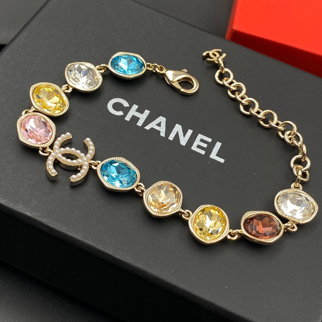 Pulsera ajustable de diamantes de cristal de colores