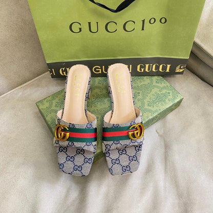 Vintage Embossed Block Heel Sandals
