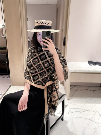 ✨ 2026 New Vintage Diamond Jacquard Cashmere Scarf – Refined Retro Elegance