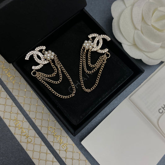 Boucles d'oreilles chaînes fleurs