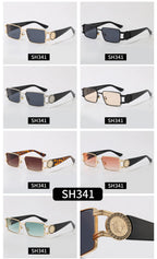 Rimless Rectangular Sunglasses 7 Style Options Vintage Medallion Design Classic Fashion Luxury Look SH341