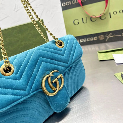 Gold Velvet Marmont Chain Shoulder Bag