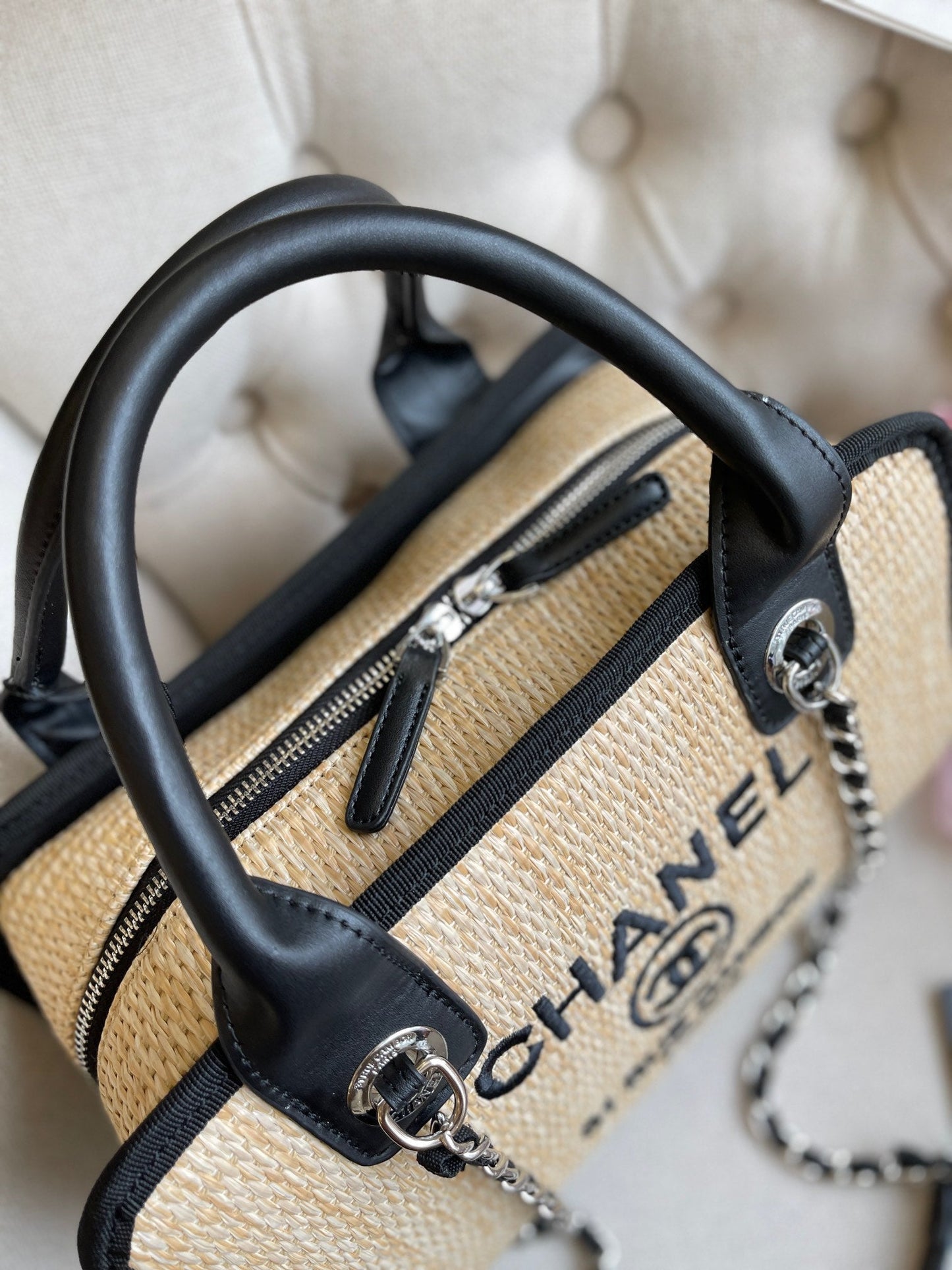 Sac chaîne fourre-tout tissé brodé