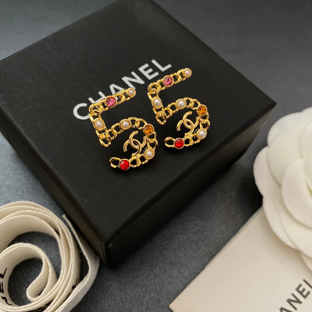 Boucles d'oreilles clous Lucky 5 Diamant et Perle