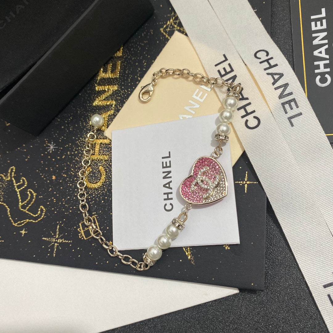 Bracelet Cœur en Strass et Perles