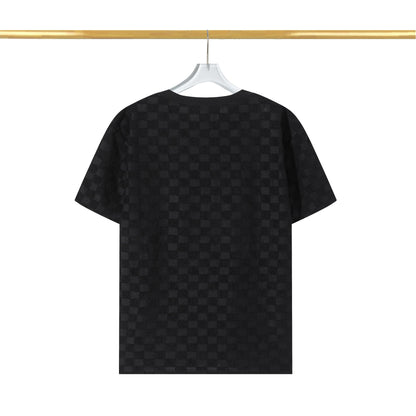 T-shirt en coton molletonné à motif damier en relief