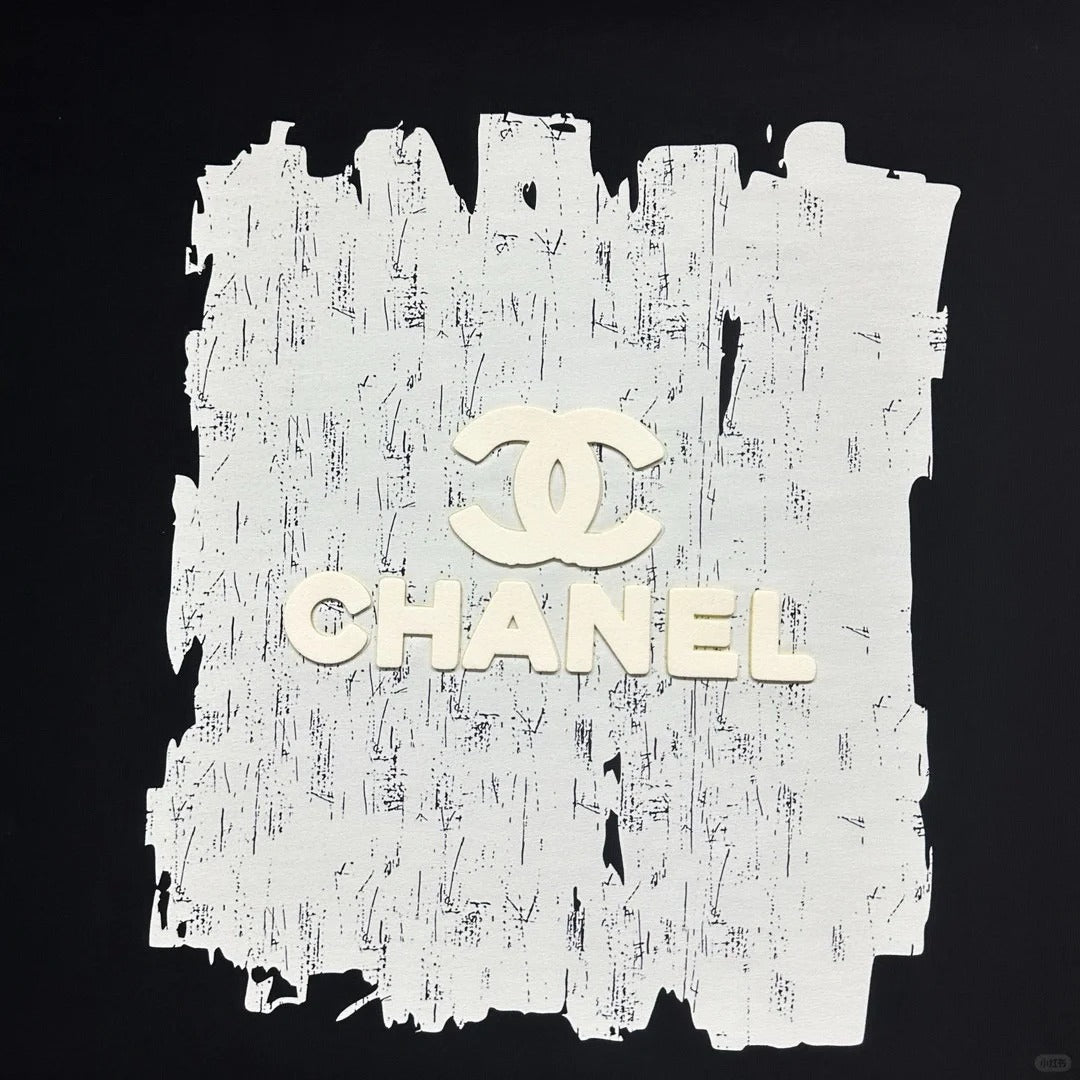 Grand t-shirt décontracté à manches courtes avec logo graffiti tridimensionnel