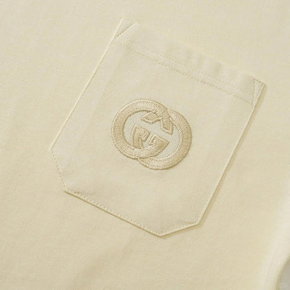T-shirt à manches courtes avec poche plaquée et broderie G entrelacés classique