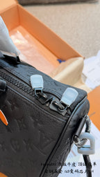 Black Embossed Leather Mini Travel Bag
