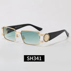 Rimless Rectangular Sunglasses 7 Style Options Vintage Medallion Design Classic Fashion Luxury Look SH341
