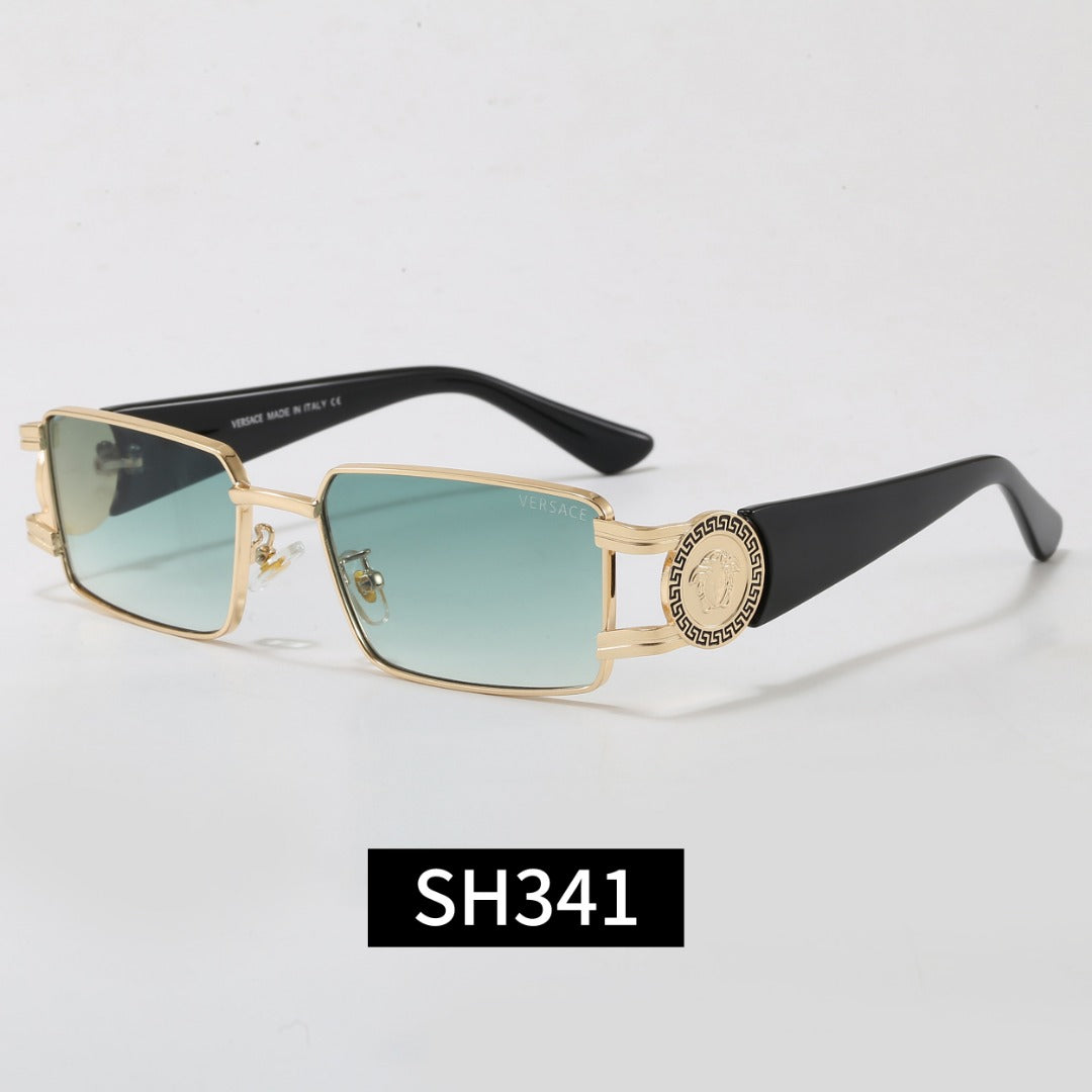 Rimless Rectangular Sunglasses 7 Style Options Vintage Medallion Design Classic Fashion Luxury Look SH341