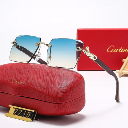Lunettes de soleil tête de léopard carrées sans monture 2215
