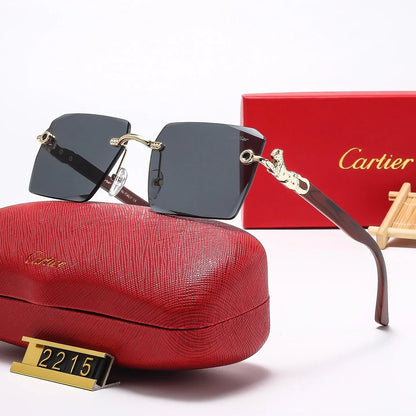 Lunettes de soleil tête de léopard carrées sans monture 2215