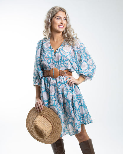 Robe Courte Hawa Tournesol Ciel
