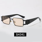 Rimless Rectangular Sunglasses 7 Style Options Vintage Medallion Design Classic Fashion Luxury Look SH341