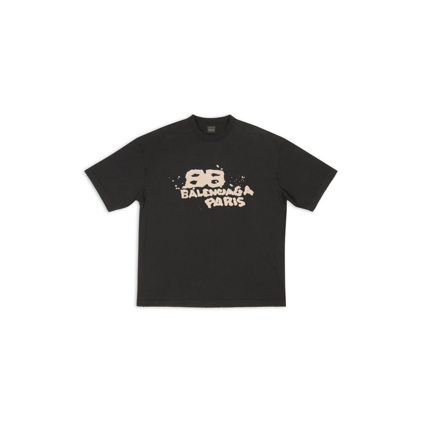 T-SHIRT DESSINÉ À LA MAIN COUPE DROITE NOIR (préférable pour l'été)