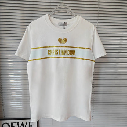 T-shirt papillon brodé logo doré