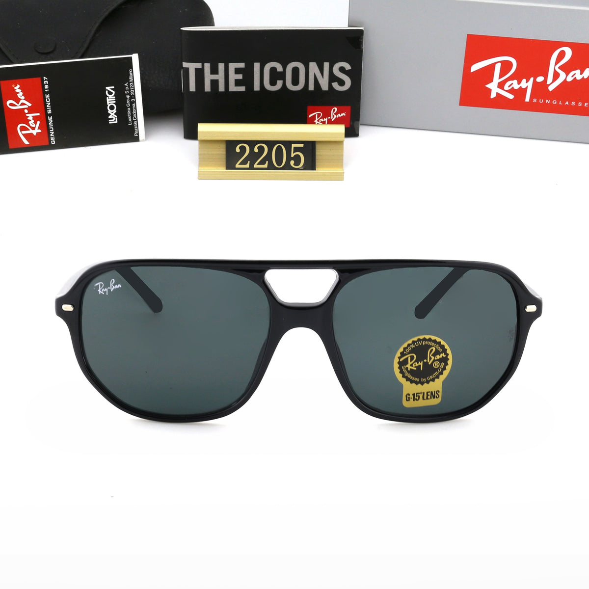 Retro Double Bridge Aviator Sunglasses - 2205