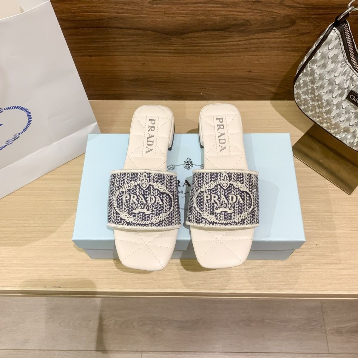 Letter Embroidery Flat Slippers