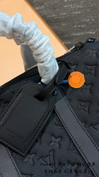 Black Embossed Leather Mini Travel Bag