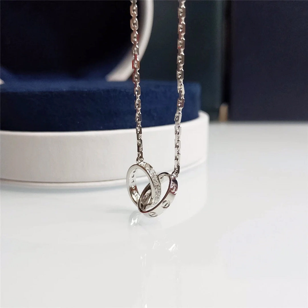 Diamond Double Ring Necklace